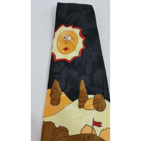 Mens Designer Necktie Goofy Golfing Disney Mickey Unlimited Work Office Party - Picture 10 of 13